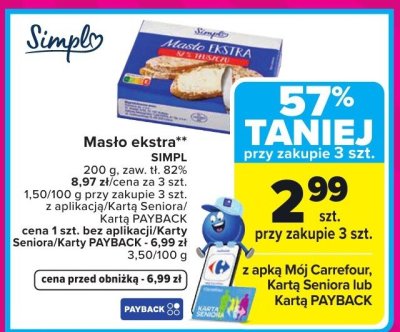 Masło ekstra SIMPL promocja w Carrefour