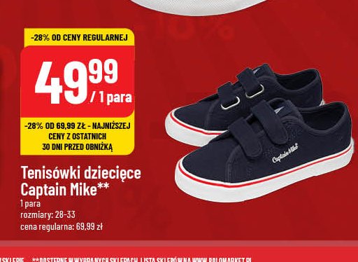 Tenisówki dziecięce 28-33 Captain mike promocja w POLOmarket