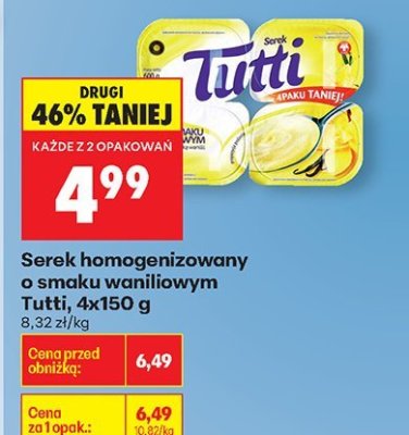 Serek homogenizowany o smaku waniliowym Tutti, 4x150 g promocja w Biedronka
