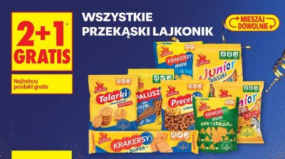 Przekąski Lajkonik - różne rodzaje (Krakersy, Talarki, Paluski, Junior, Precel) promocja w Biedronka
