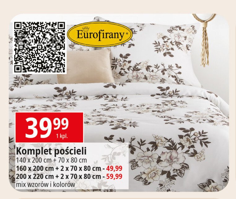 Komplet pościeli z mikrofibry 220 x 200 + 2 x 70 x 80 cm EUROFIRANY promocja w Leclerc