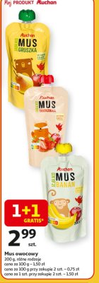 Mus jab艂ko-truskawka Auchan r贸偶norodne (logo czerwone) promocja