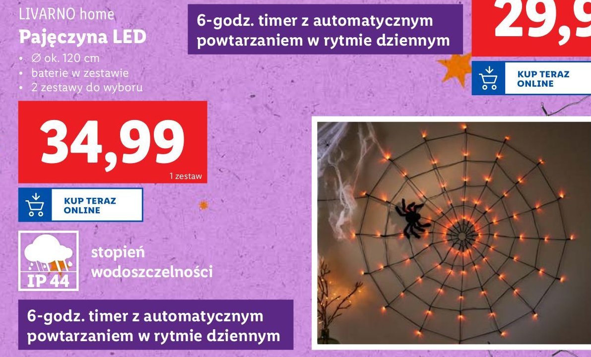 Pajęczyna led 120 cm LIVARNO HOME promocja