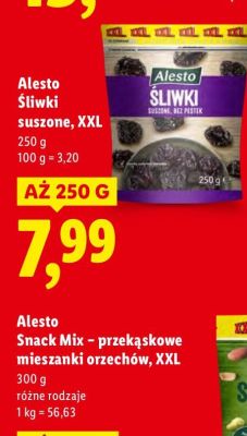 Śliwki suszone Alesto Śliwki suszone, XXL promocja w Lidl