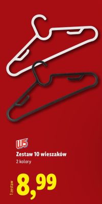 Zestaw 10 wieszaków 2 kolory promocja w Lidl