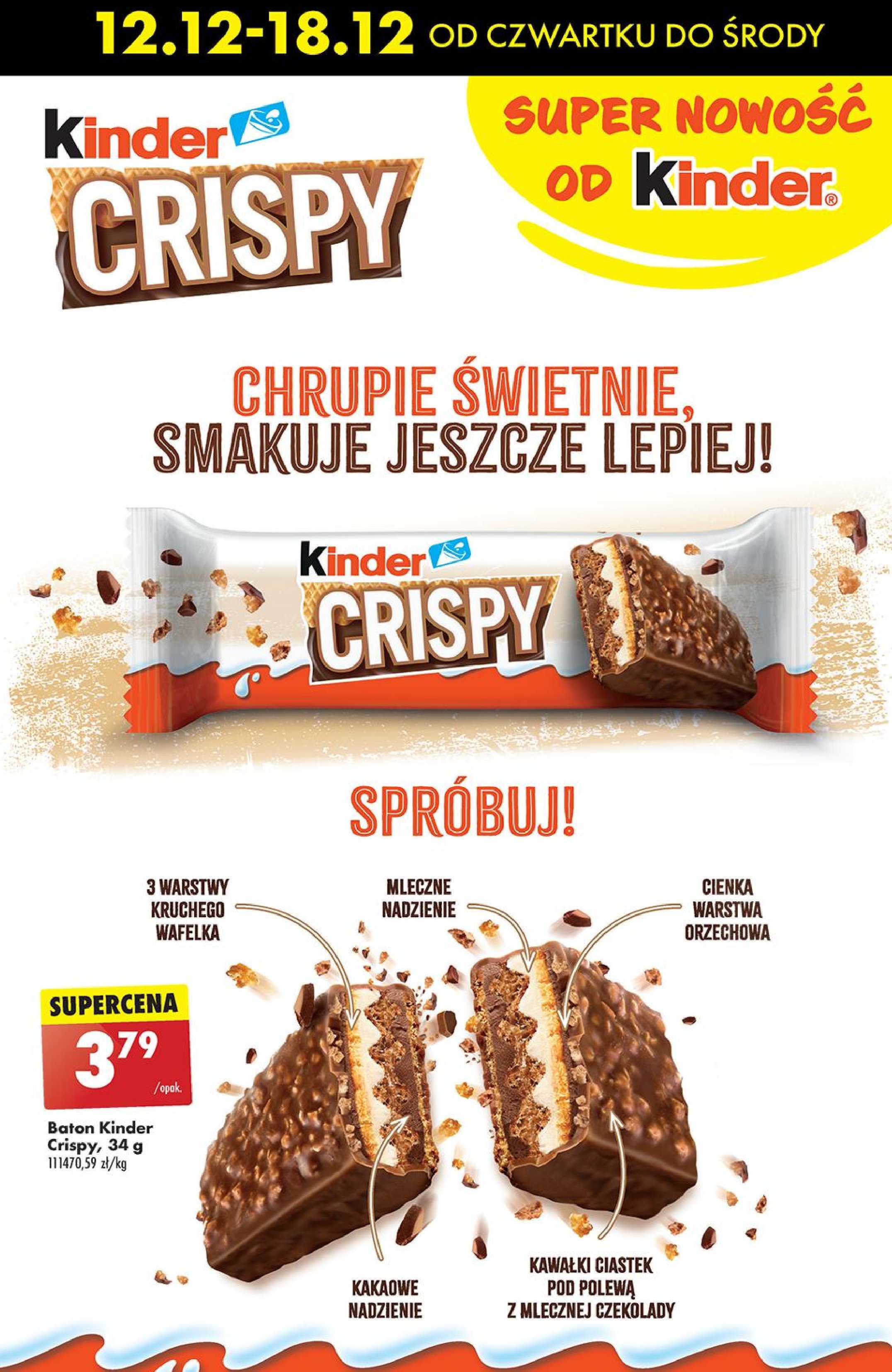 Baton Kinder crispy promocja w Biedronka