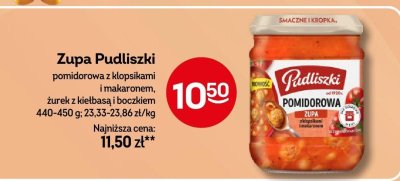 Zupa Pudliszki pomidorowa z klopskami i makaronem, żurek z kiełbasą i boczkiem promocja w Żabka