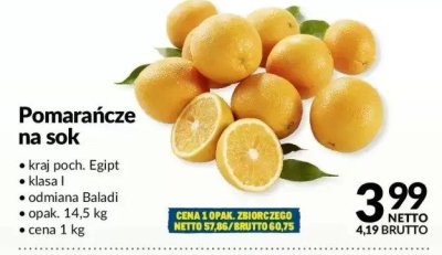 Pomarańcze na sok promocja w Makro