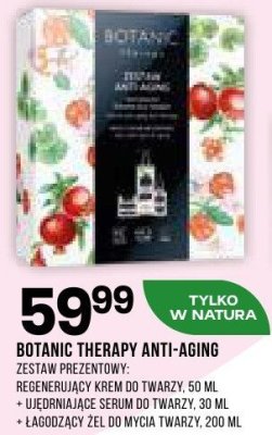 Zestaw prezentowy Botanic Therapy Anti-Aging regenerujący żel do twarzy 50 ml + ujędrniające serum do twarzy 30 ml + łagodzący żel do mycia twarzy 200 ml promocja w Drogerie Natura
