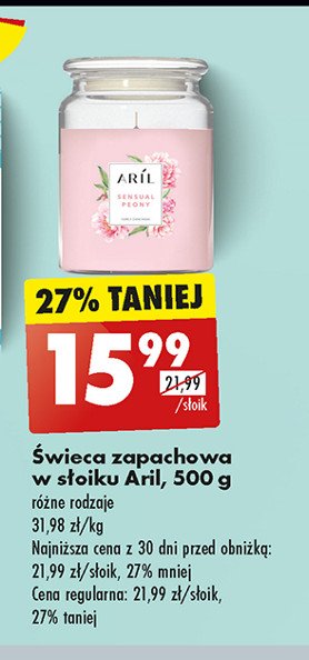 Świeca sensual peony Aril promocja w Biedronka