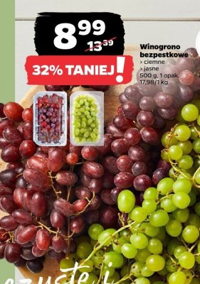 Winogrono bezpestkowe, ciemne 500 g promocja w Netto