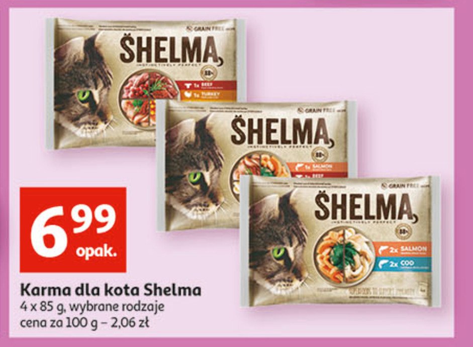 Karma dla kota łosoś wołowina dorsz kurczak Shelma promocje