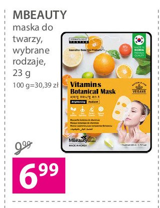 Maska do twarzy vitamins Mbeauty botanical mask promocje