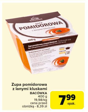 Zupa pomidorowa z lanymi kluskami BACÓWKA promocja w Carrefour Market