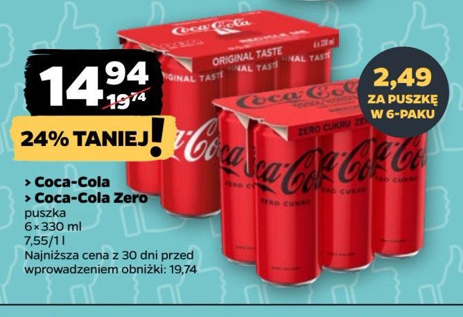 Napoj Coca-cola zero promocja w Netto