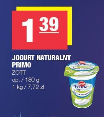 Jogurt naturalny Primo Zott promocja w SPAR