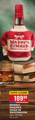 Whisky Maker's Mark ze sweterkiem 45%, 700 ML promocja w Biedronka