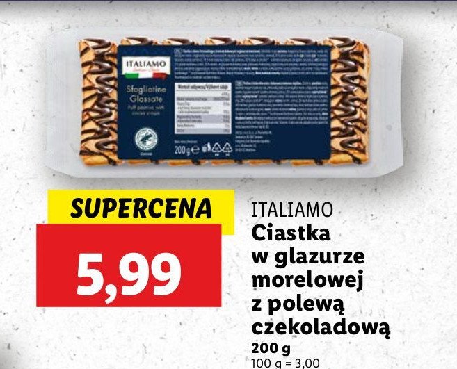 Ciastka z ciasta francuskiego z polewą cukrową i glazurą morelową Italiamo promocja