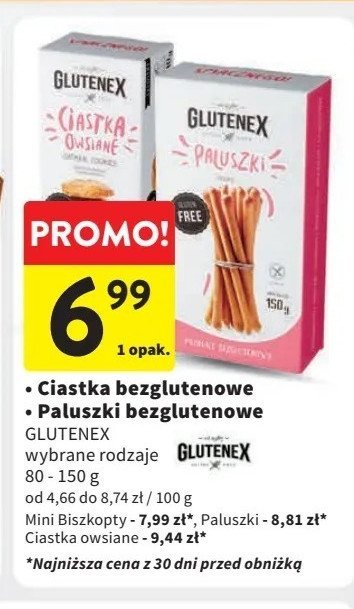 Ciastka owsiane Glutenex promocja w Intermarche