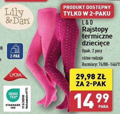 Rajstopy termiczne dziecięce L&d promocja w Aldi