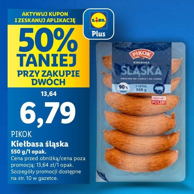 Kiełbasa śląska z szynką Pikok promocja w Lidl