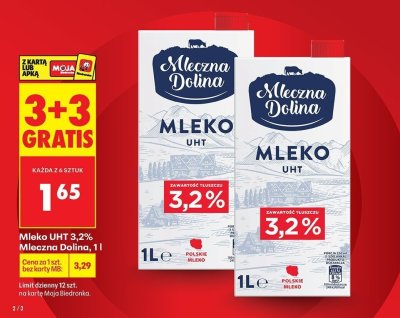 Mleko UHT 3,2%  promocja w Biedronka