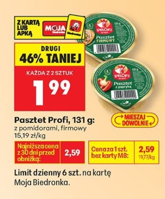 Pasztet Profi z pomidorami 131g promocja w Biedronka