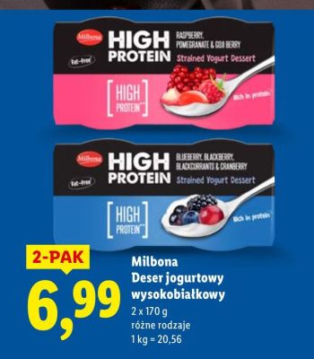 Deser jogurtowy wysokobiałkowy Milbona promocja w Lidl