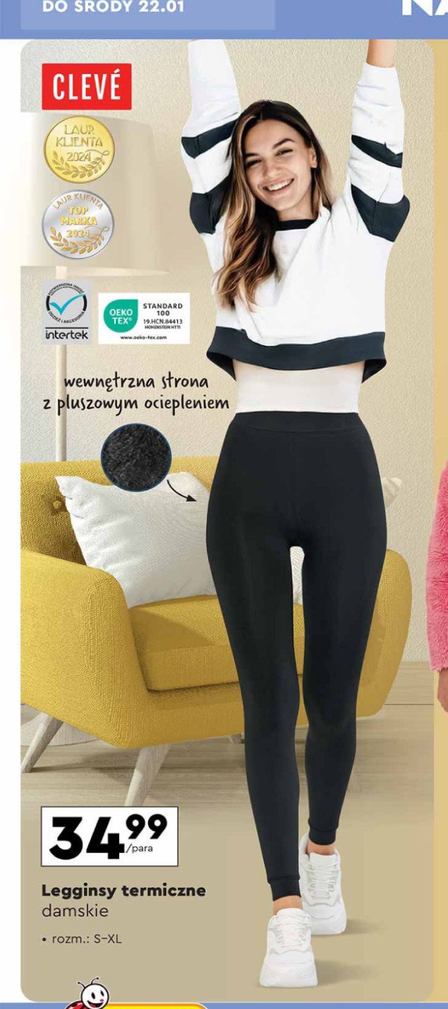 Legginsy termiczne s-xxl Cleve promocja w Biedronka