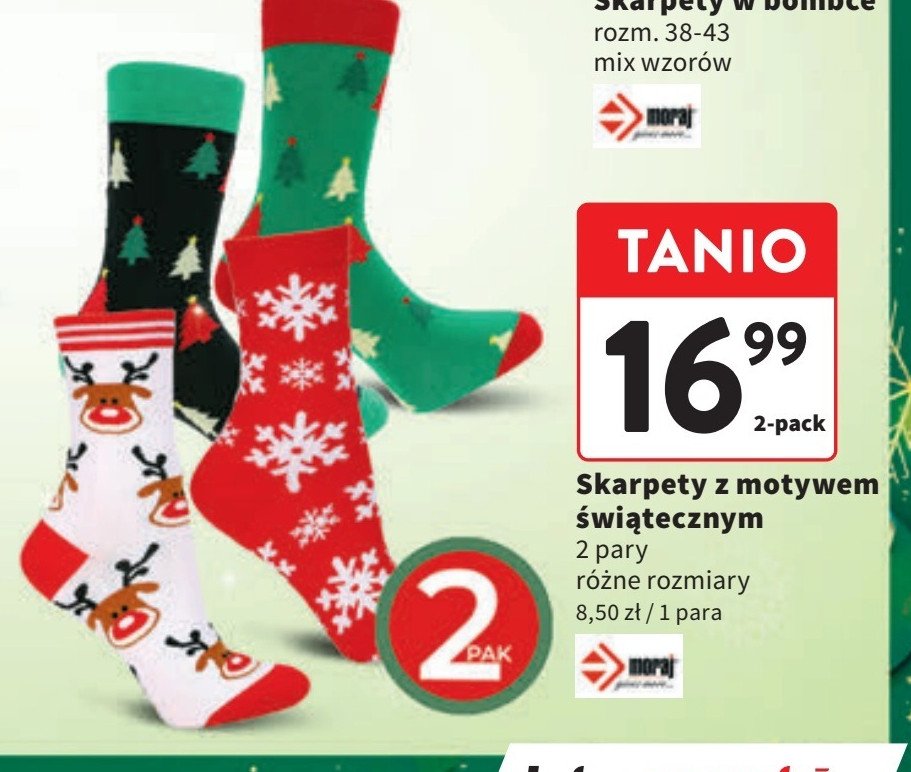 Skarpetki świąteczne Moraj promocja w Intermarche