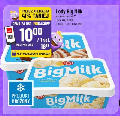 Lody Big Milk wybrane rodzaje Unilever promocja w POLOmarket