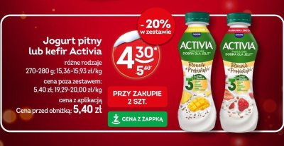 Jogurt pitny lub kefir Activia różne rodzaje promocja w Żabka