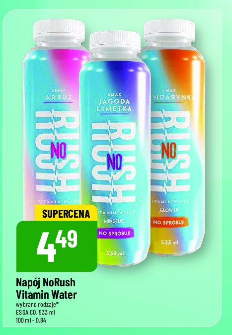 Napój mandarynka No rush vitamin water promocja