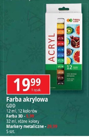 Farby akrylowe HAPPY COLOR promocja w Leclerc