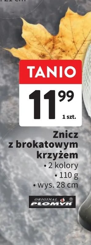 Znicz z brokatowym krzyżem 110 g PŁOMYK promocja w Intermarche