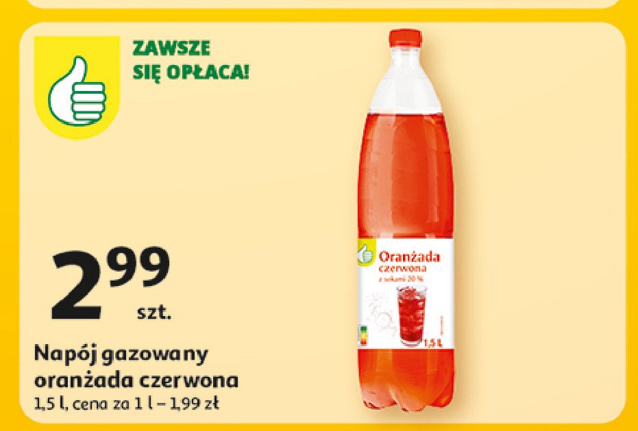 Oranżada czerwona Podniesiony kciuk promocja w Auchan