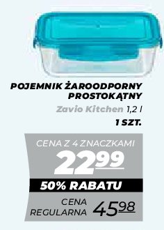 Pojemnik żaroodporny prostokątny 1.2 l Zavio kitchen promocja
