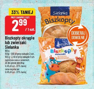 Biszkopty okrągłe lub zwierzaki Sielanka promocja w POLOmarket