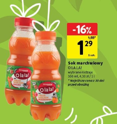 Sok marchwiowy z dodatkiem miodu Vital fresh promocja w Intermarche