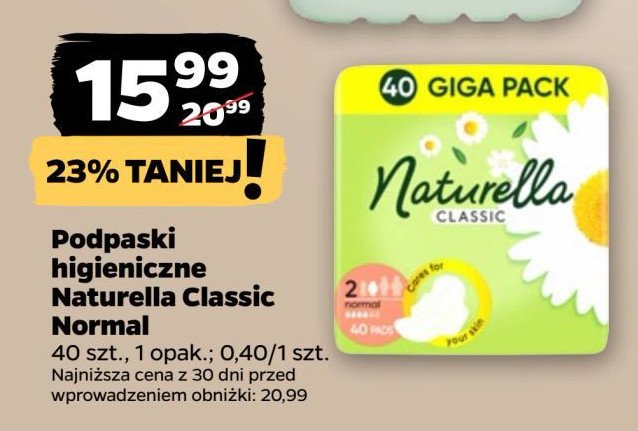 Podpaski normal Naturella classic promocja