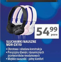 Słuchawki mdr-zx110 różowy Sony promocja