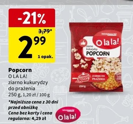 Ziarno kukurydzy popcorn O la la! promocja