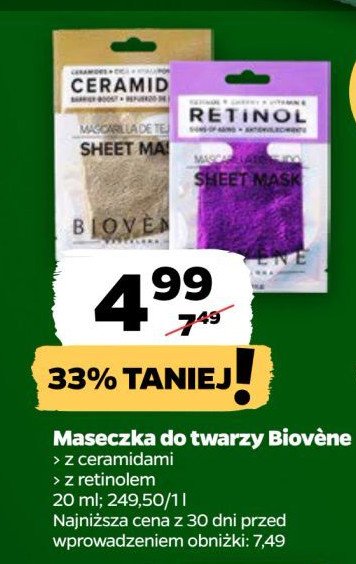 Maseczka do twarzy z ceramidami BIOVENE promocja