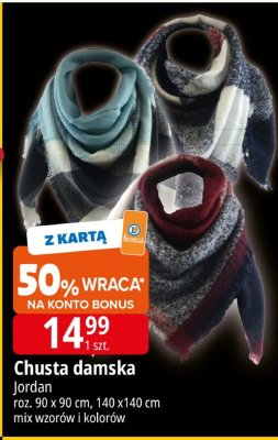 Chusta damska Jordefano roz. 90 x 90 cm, 140 x 140 cm mix wzorów i kolorów promocja w Leclerc