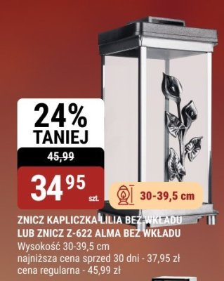 ZNICZ KAPLICZKA LILIA BEZ WKŁADU promocja w bi1