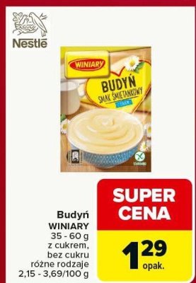 Budyń WINIARY różne rodzaje 35-60g z cukrem, bez cukru promocja w Carrefour Market