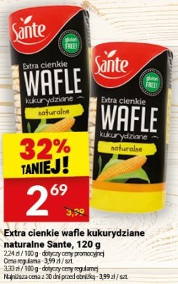 Wafle extra cienkie kukurydziane naturalne Sante promocja w Twój Market
