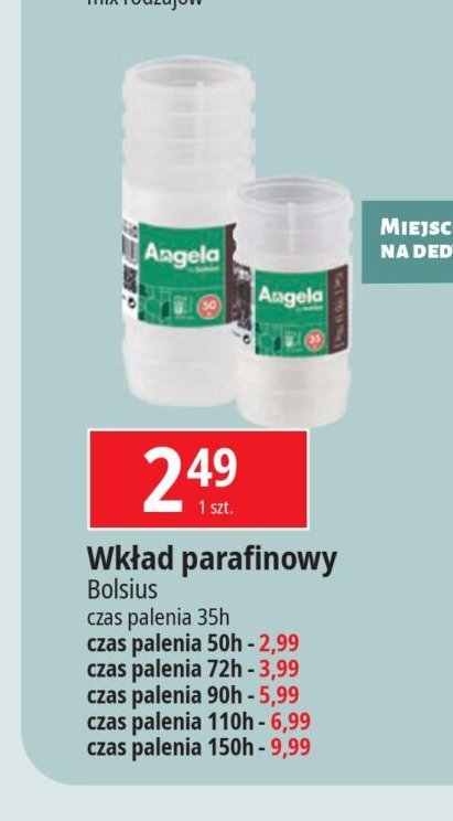 Wkład parafinowy 150 h Angela promocja