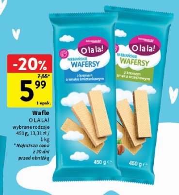 Wafle O LA LA! wybrane rodzaje promocja w Intermarche