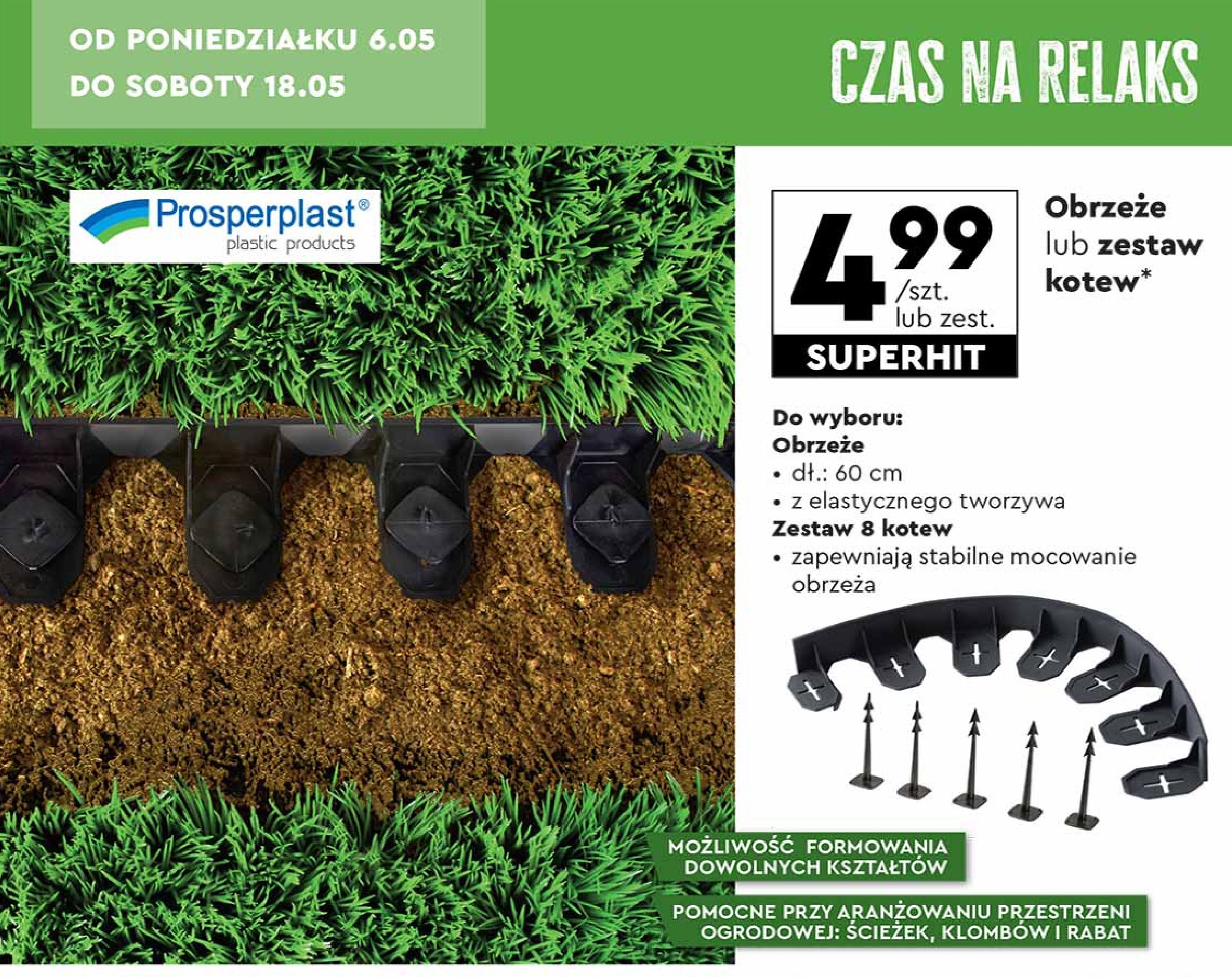 Obrzeże trawnikowe 60 cm Prosperplast promocja w Biedronka